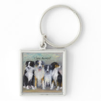 Pirate and Daughters - Australian Shepherds Keychain