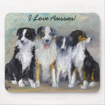 Pirate and Daughters - Australian Shepherds Mousemats