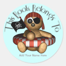 Pirate Bear Bookplate Sticker