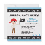 Pirate birthday party invitation for boys