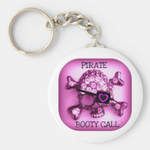 PIRATE BOOTY CALL...SKULLY PINK PRINT KEYCHAIN