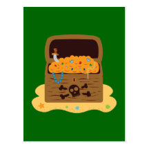 Pirate Booty Treasure Chest Post Card