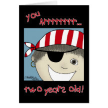 Pirate Boy two years old Greeting Cards