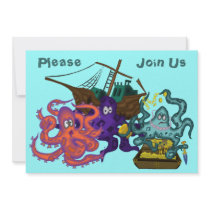 Pirate Buried Treasure Underwater Life Invitation