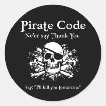 Pirate Code: Thank You Round Sticker