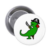 Pirate Dinosaur Pinback Button