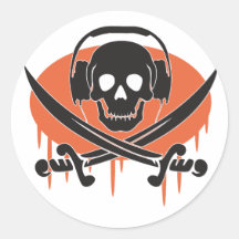 Pirate DJ Round Stickers