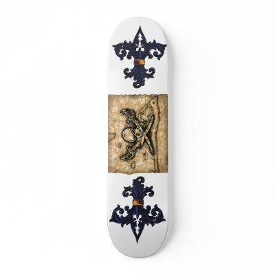 Pirate Fleur-de-lis Custom Skateboard by Geographicsart