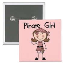 Pirate Girl Tshirts and Gifts Buttons