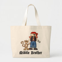 Pirate Middle Brother Tote Bags