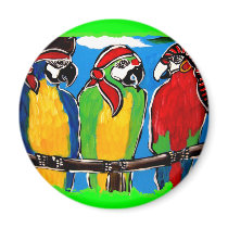 PIRATE PARROTS FRIDGE MAGNET