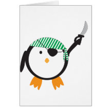 Pirate Penguin With Sword Card