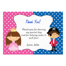 Pirate Princess Thank You Card - Boy Invitation
