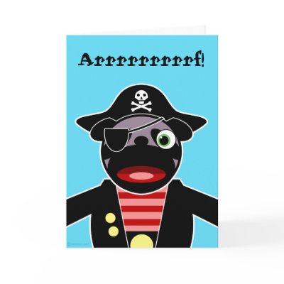 Pirate Pug Birthday Card by Swazzle