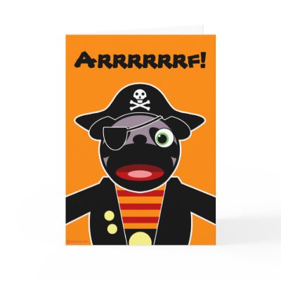 Pirate Pug Halloween Card