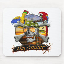 Pirate Scull and Parrots Mousepads