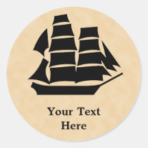 Pirate Ship. Sailing Ship. Round Sticker