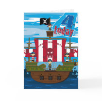 Pirate Ship Scene 4th Birthday Card