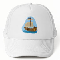 Pirate Ship with Flag Mesh Hats