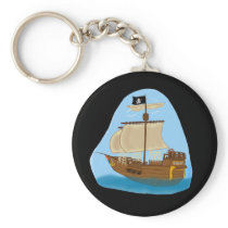 Pirate Ship with Flag Key Chains
