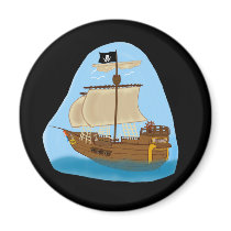 Pirate Ship with Flag Fridge Magnet
