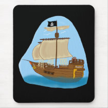 Pirate Ship with Flag Mouse Mats