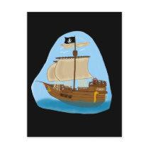 Pirate Ship with Flag Postcard