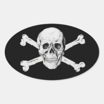 Pirate Skull and Crossbones Oval Sticker