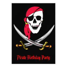 Pirate Skull & Swords Birthday Party Announcement