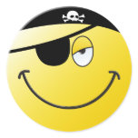 Pirate Smiley Face Round Stickers