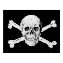 Pirates Black Skull and Crossbones Post Card