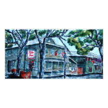 pirates house savannah georgia watercolor painting customized photo card