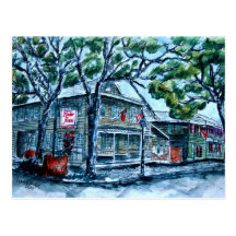 pirates house savannah georgia watercolor painting postcards