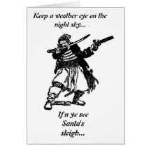 Pirates Loot Santa's Sleigh Greeting Card