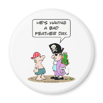 Pirate's parrot has bad feather day. fridge magnet