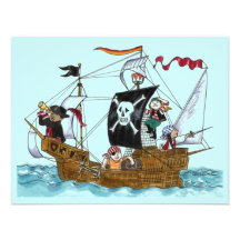 PIRATES PARTY THEME SHIP SAILS JR FLAG INVITATION