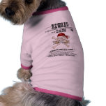 Pirates Wanted Dead Or Alive Reward $10.000 Doggie pet clothing