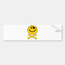 Piratey eyepatch Smiley Skull & Cross Bones Bumper Sticker