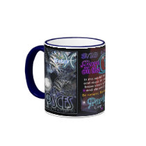 Pisces Aries cusp astrology blue trim large Mug