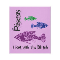 Pisces Big Fish Wrapped Canvas Art Print (Purple)