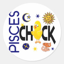Pisces Chick 1 Round Sticker