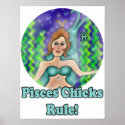 Pisces Chicks Rule! Small Poster posters