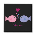 Pisces fish & heart black magnet