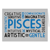 Pisces Word Collage Card
