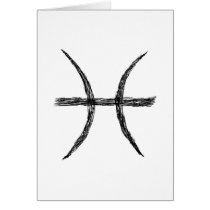 Pisces. Zodiac Astrology Sign. Black. Greeting Card