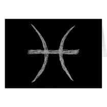 Pisces. Zodiac Astrology Sign. Black. Greeting Cards