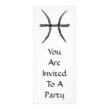 Pisces. Zodiac Astrology Sign. Black. Personalized Invites