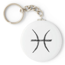 Pisces. Zodiac Astrology Sign. Black. Keychain
