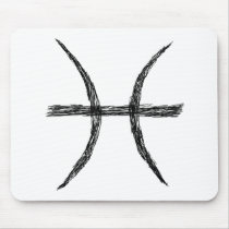 Pisces. Zodiac Astrology Sign. Black. Mousepad
