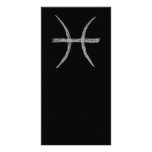 Pisces. Zodiac Astrology Sign. Black. Customised Photo Card